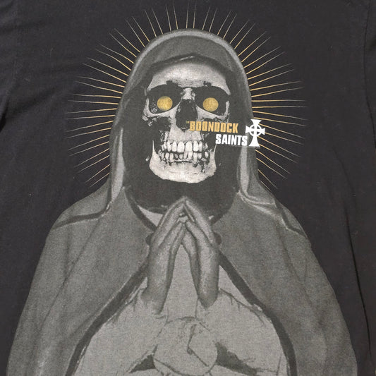 Boondock Saints Skull Prayer Graphic T-Shirt Black Short Sleeve Adult Tee