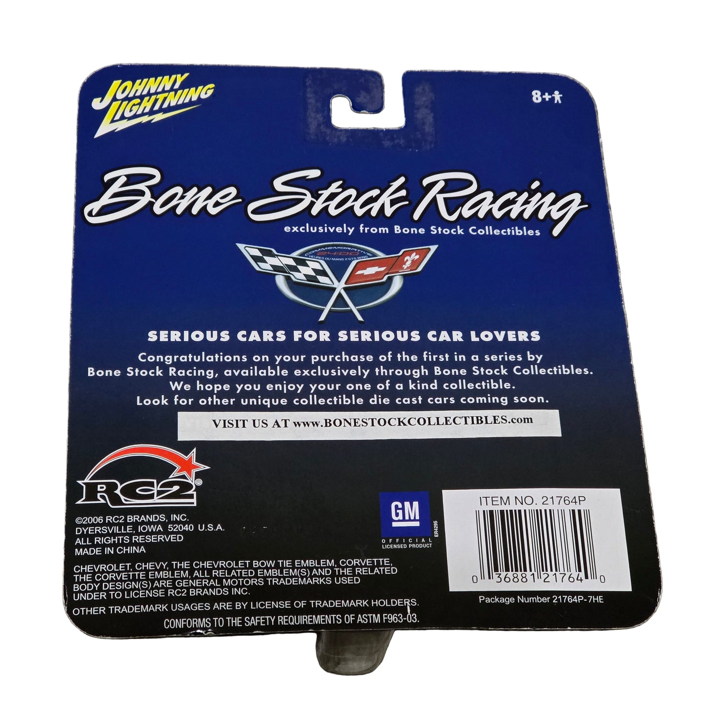 2006 Johnny Lightning Bone Stock Racing 2004 Chevy Corvette Z16 Blue 1:64