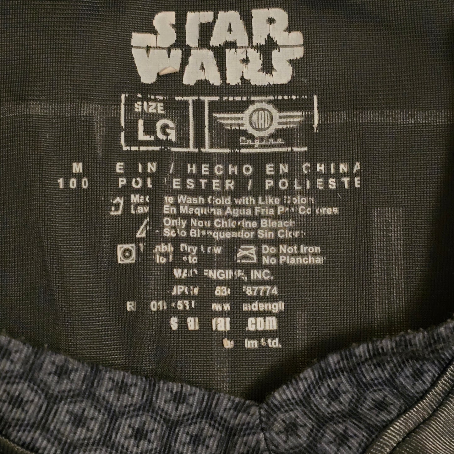 Star Wars Darth Vader 77 Black Gray Football Style Jersey Shirt Size Large