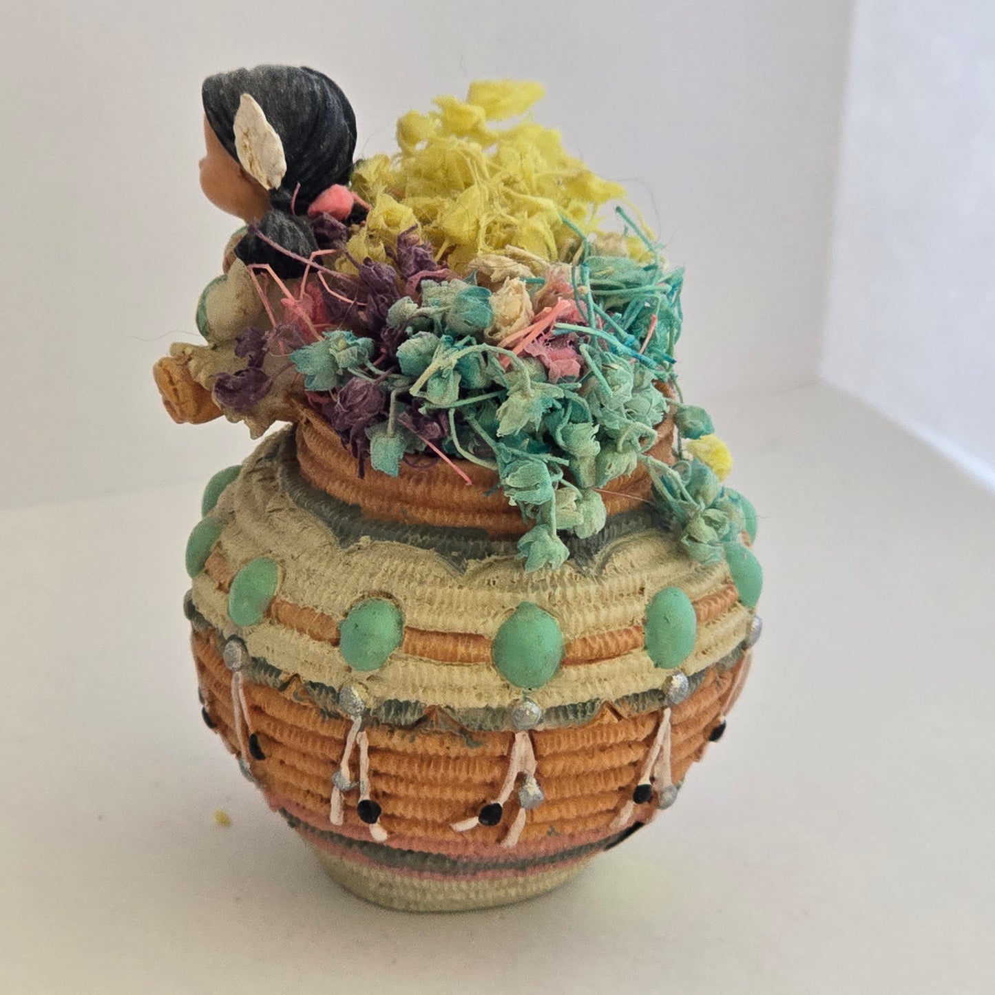 1997 Friends of the Feather – Girl With Flowers on Decorative Pot – Enesco – Karen Hahn