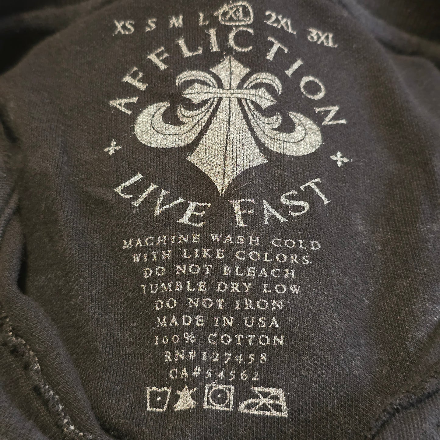 Affliction Vengeance Live Fast Skull Wing Graphic Polo Shirt Black XL USA Made