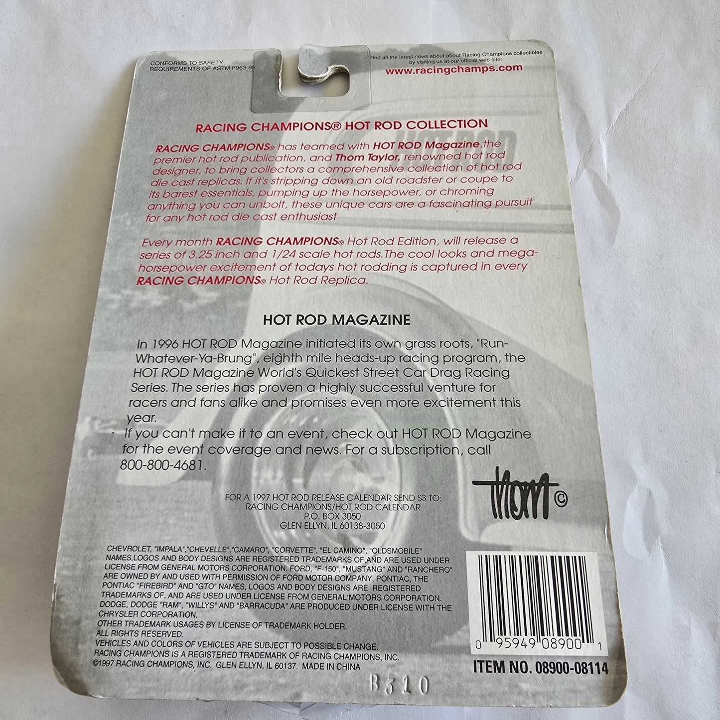 Racing Champions Hot Rod Magazine ’96 Camaro Issue #12 Die-Cast New Sealed