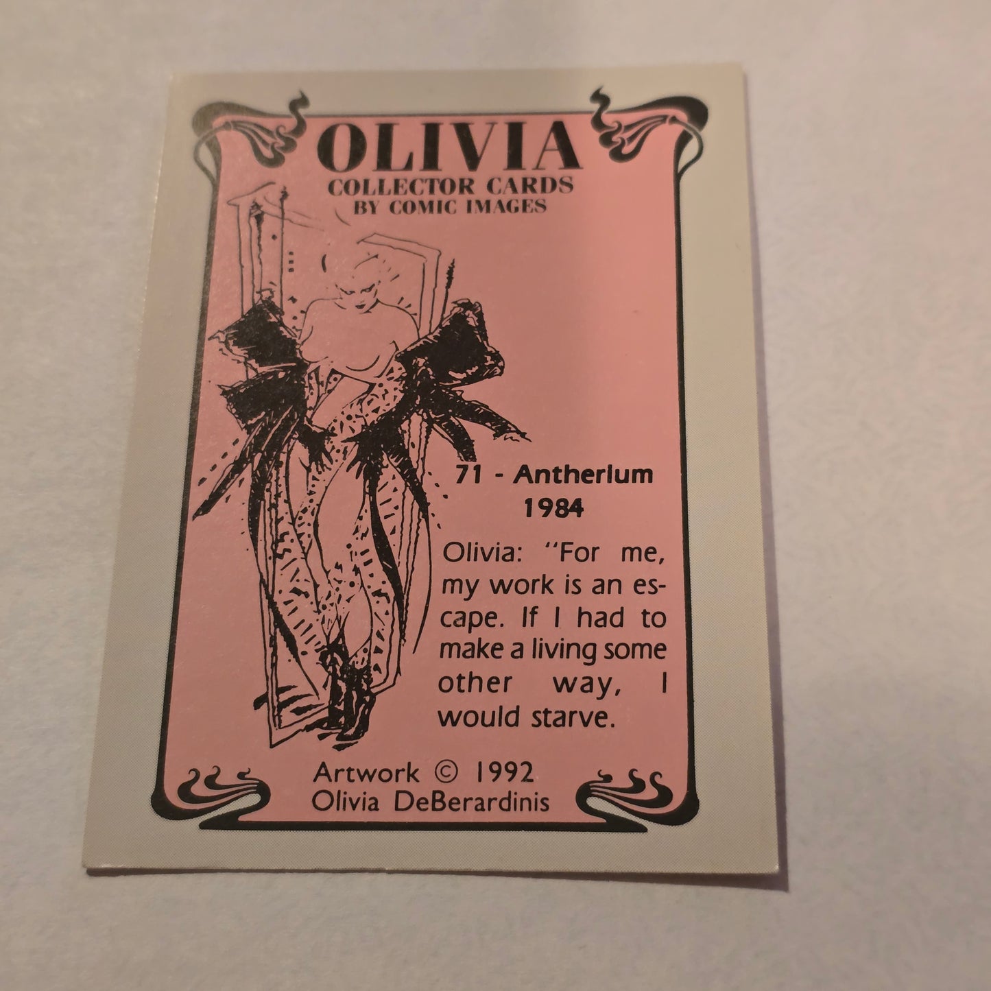 Olivia DeBerardinis “Antherlum” #71 (1984) Vintage Collector Trading Card