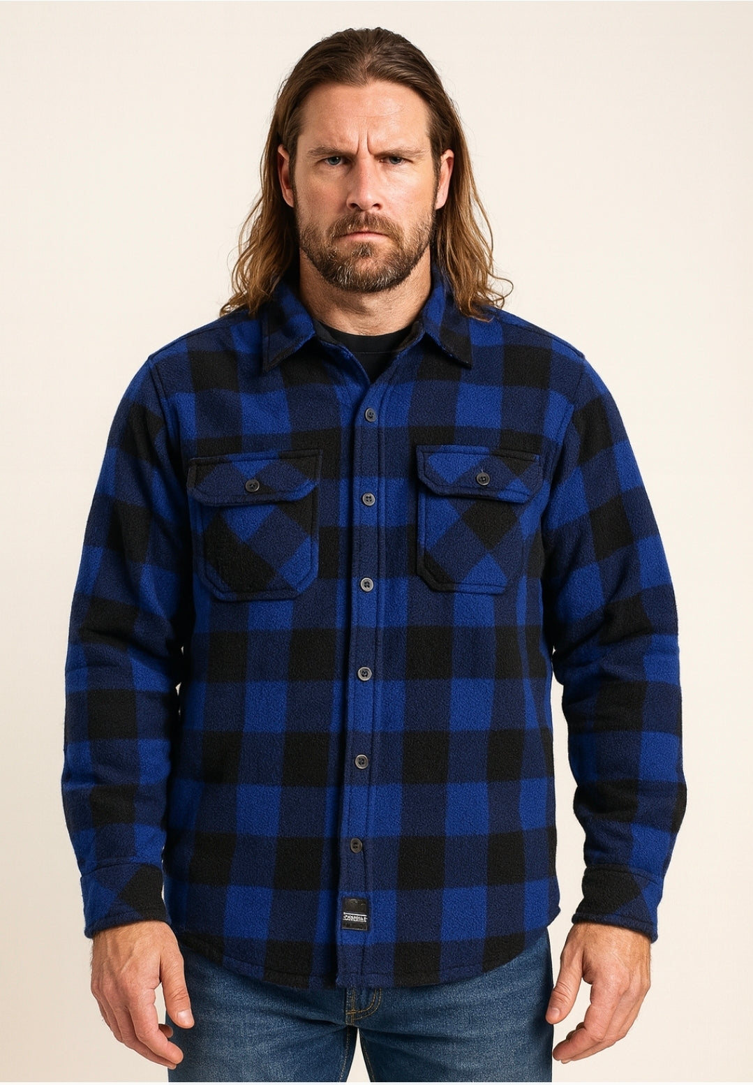 Dickies Blue Black Buffalo Plaid Quilted Flannel Shirt Jacket Men’s M Workwear