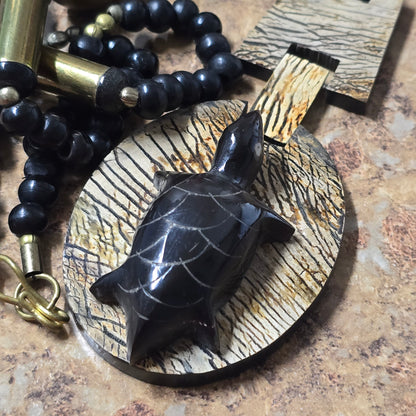 Handcrafted Turtle Pendant Necklace – Tribal Boho Statement Jewelry