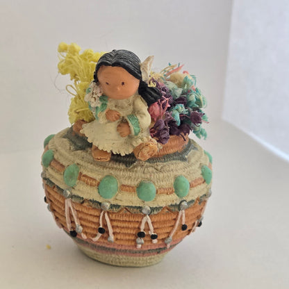 1997 Friends of the Feather – Girl With Flowers on Decorative Pot – Enesco – Karen Hahn