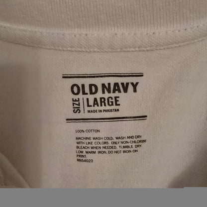 Old Navy Skull Wing Graphic Polo Shirt White Short Sleeve Cotton Size Large