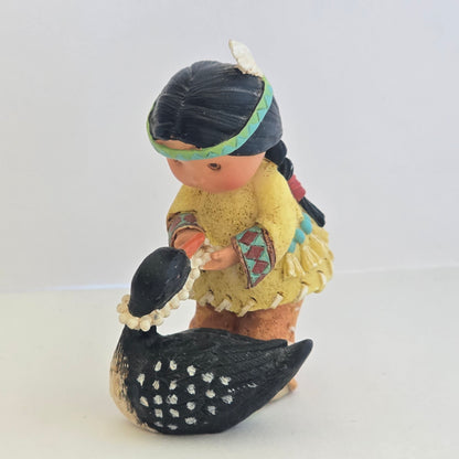1998 Friends of the Feather Figurine – Girl With Goose – Enesco