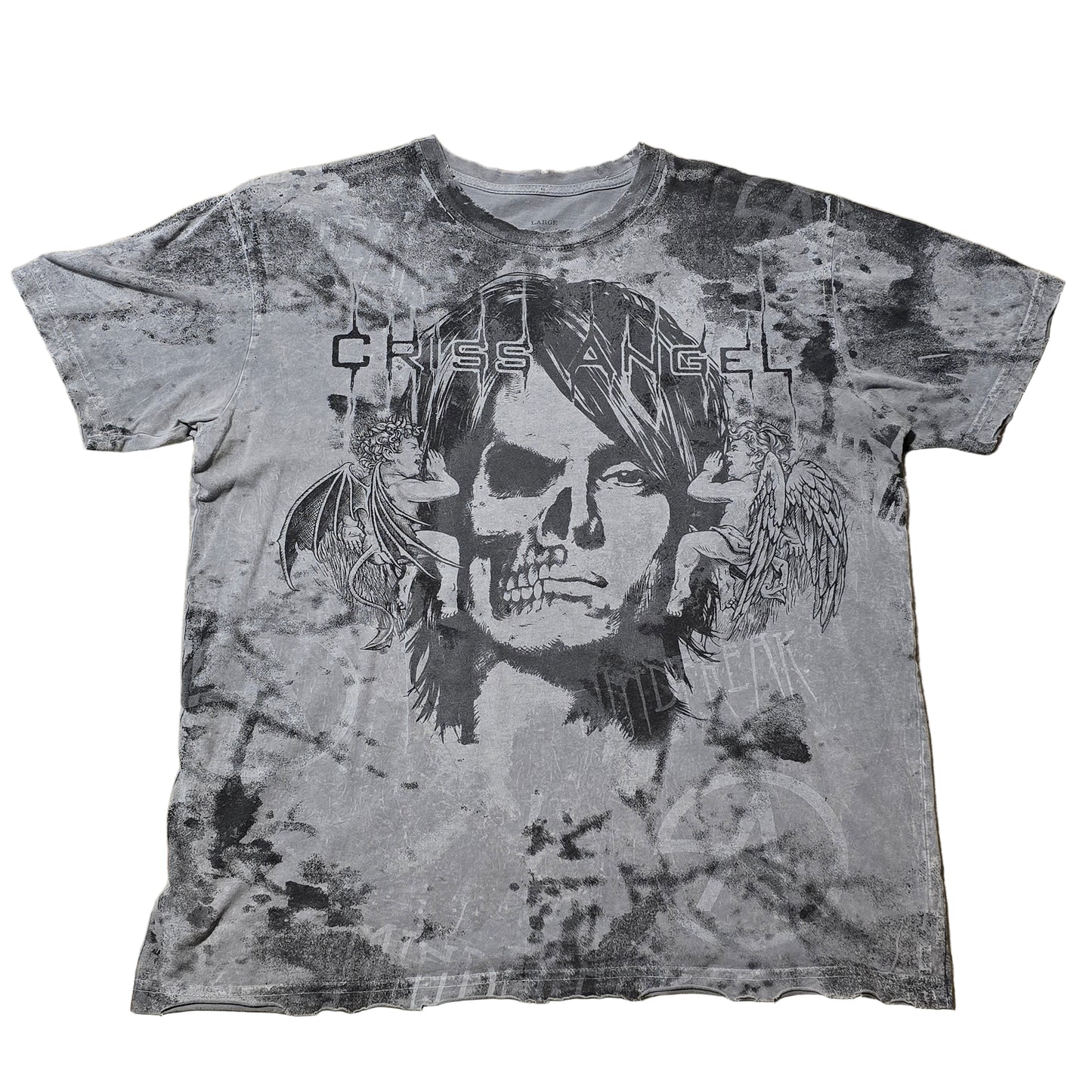Affliction Criss Angel Mindfreak Tee Men’s Large Gray Distressed USA