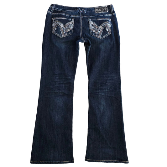 Hydraulic Jeans Size 16 Dark Wash Bootcut Y2K Embroidered
