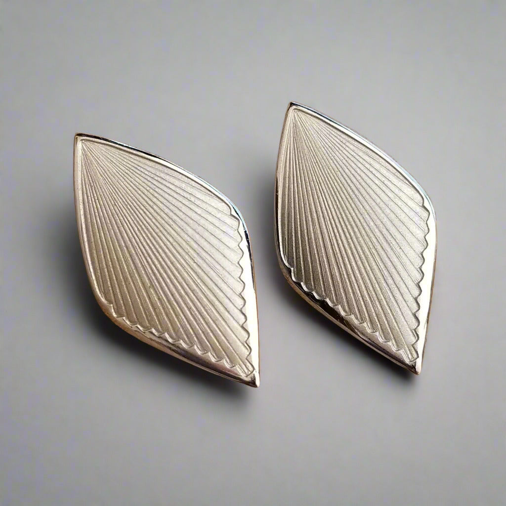 Vintage Silver Tone Kite Clip-On Earrings