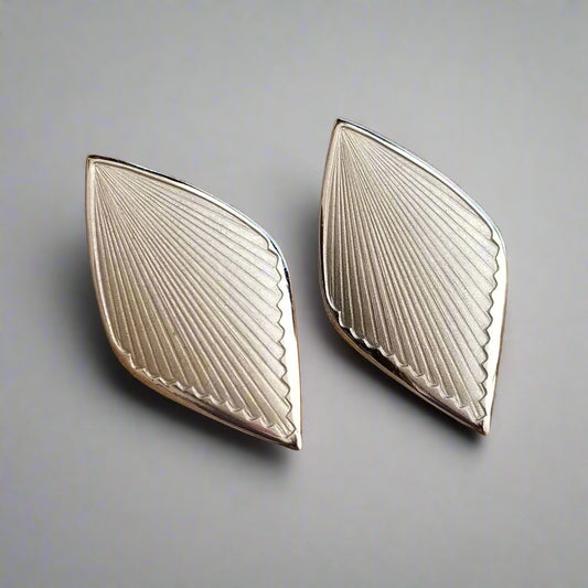 Vintage Silver Tone Kite Clip-On Earrings