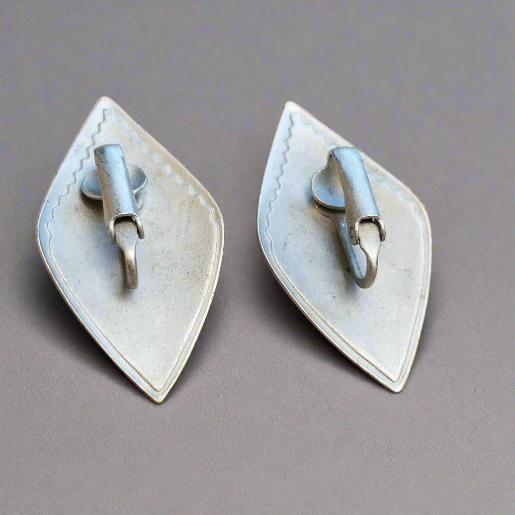 Vintage Silver Tone Kite Clip-On Earrings
