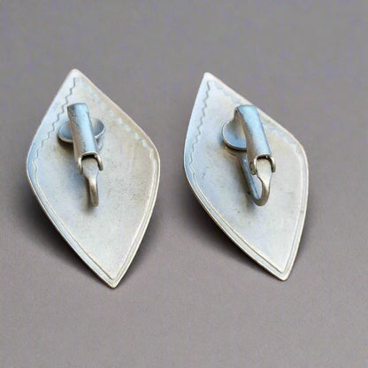 Vintage Silver Tone Kite Clip-On Earrings