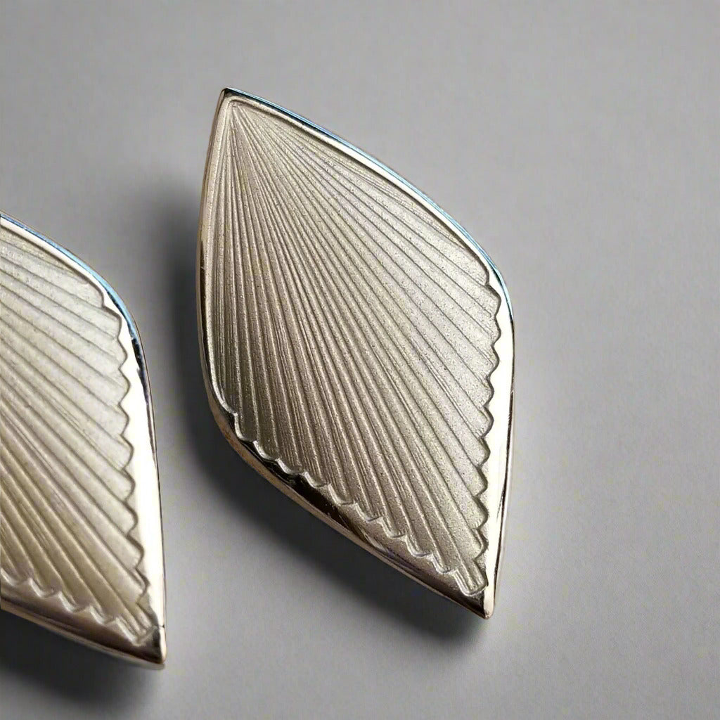 Vintage Silver Tone Kite Clip-On Earrings