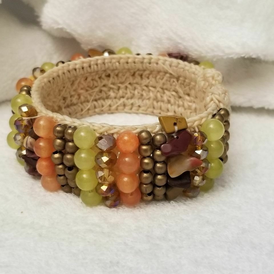 Crocheted Beaded Cuff Bracelet