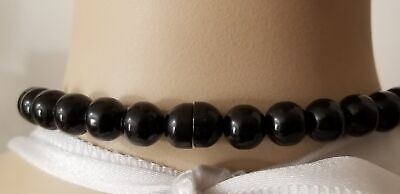 Vintage Black Carved Bead Necklace