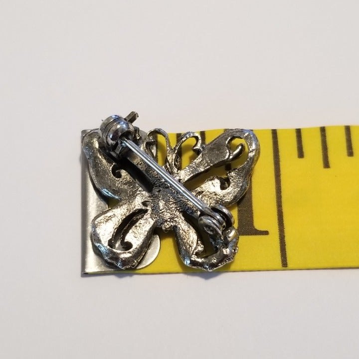 Small 1" Silver Tone Butterfly Brooch Pin