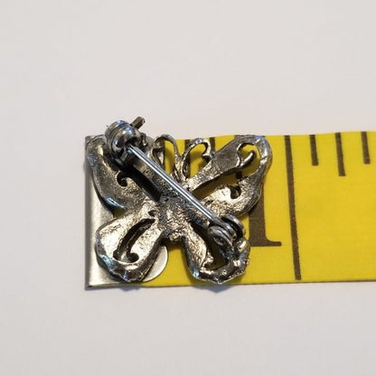 Small 1" Silver Tone Butterfly Brooch Pin