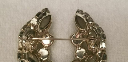 Vintage Silver Tone Rhinestone Wreath Brooch