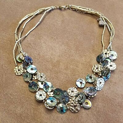Abalone Disk Bead Multi Strand Necklace