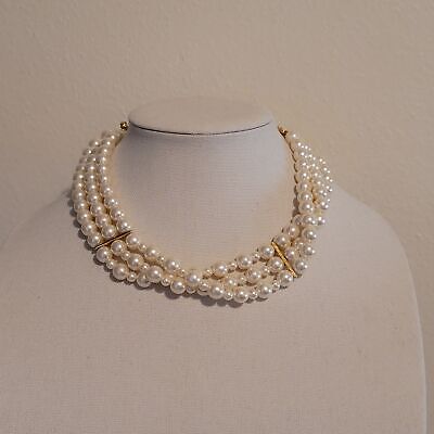 Multi-Strand Simulated Pearl Necklace