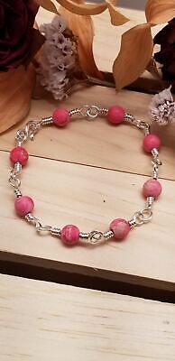 Handmade Pink & Silver Chain Bracelet