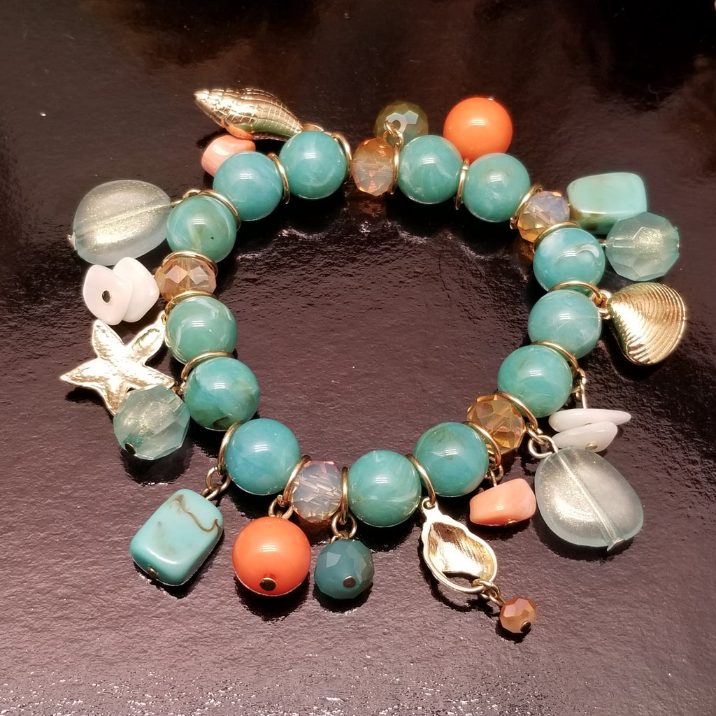 Seafoam Bead Charm Bracelet
