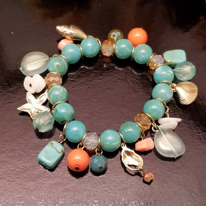 Seafoam Bead Charm Bracelet
