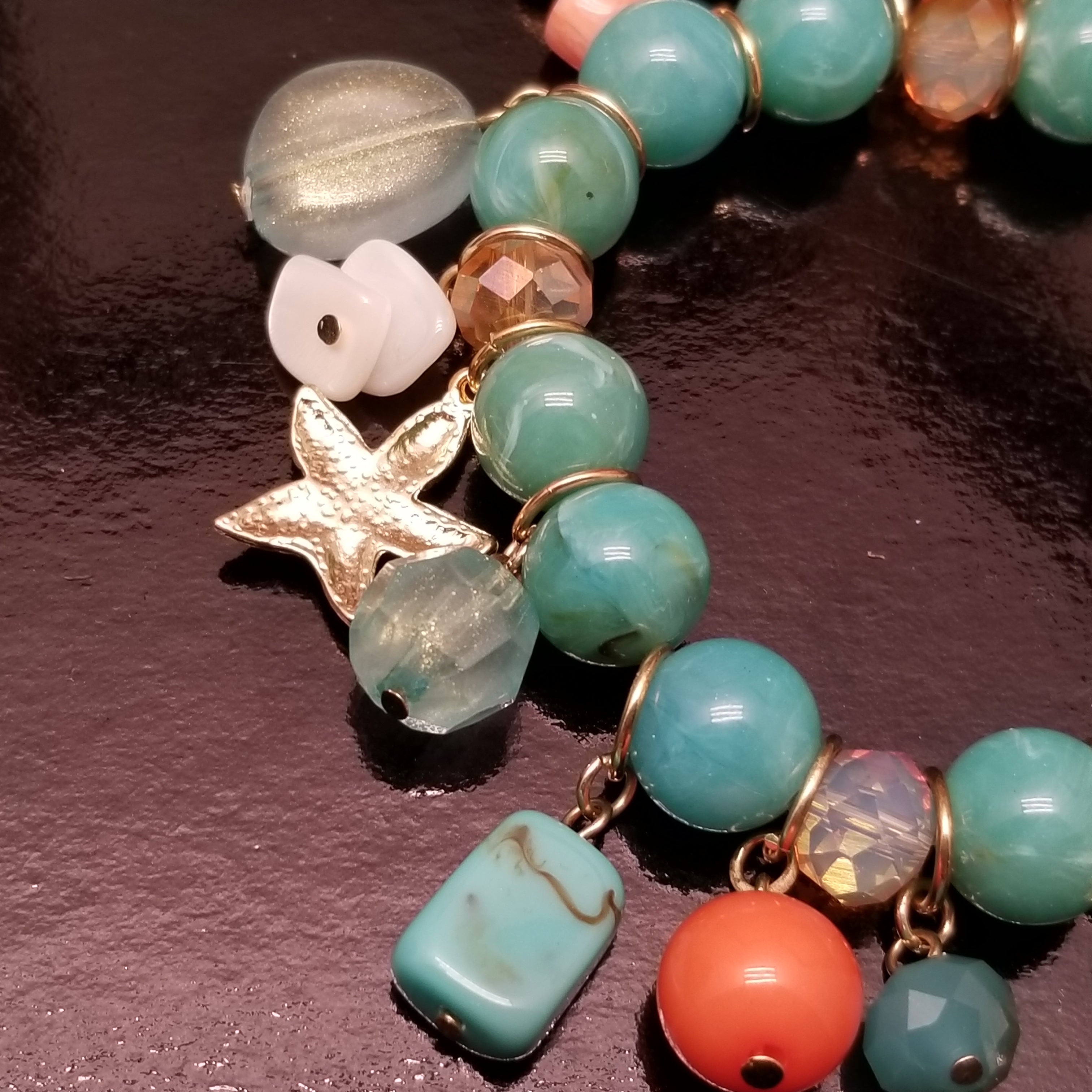 Seafoam Bead Charm Bracelet