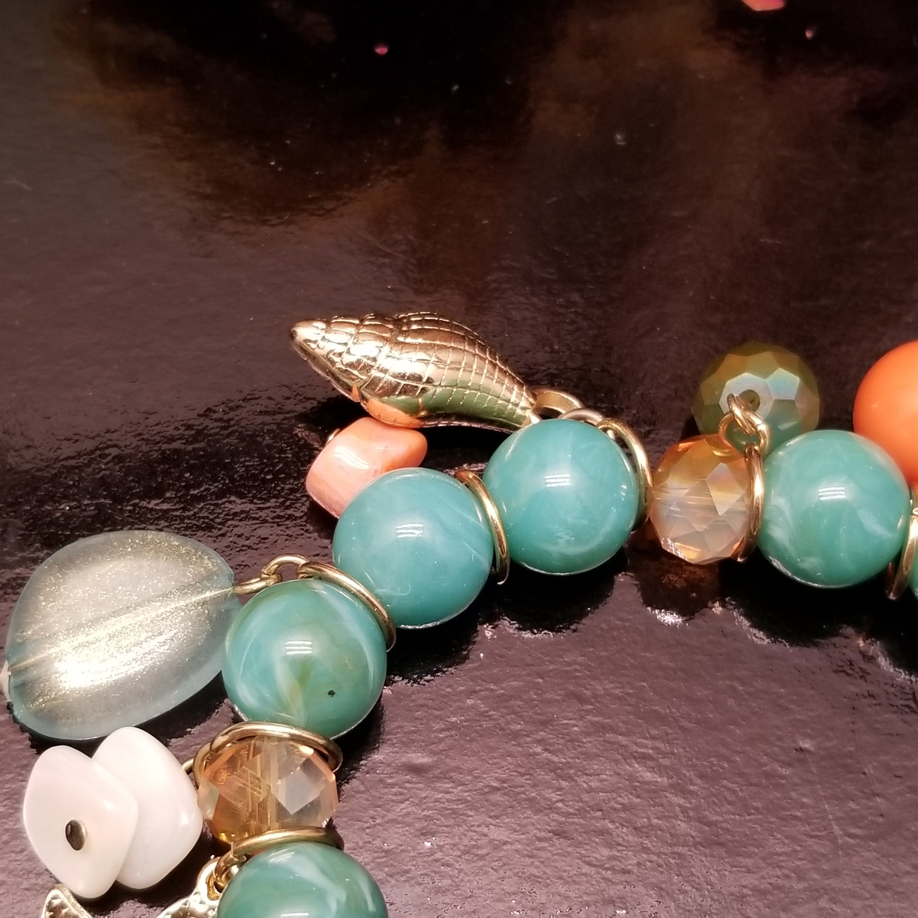Seafoam Bead Charm Bracelet