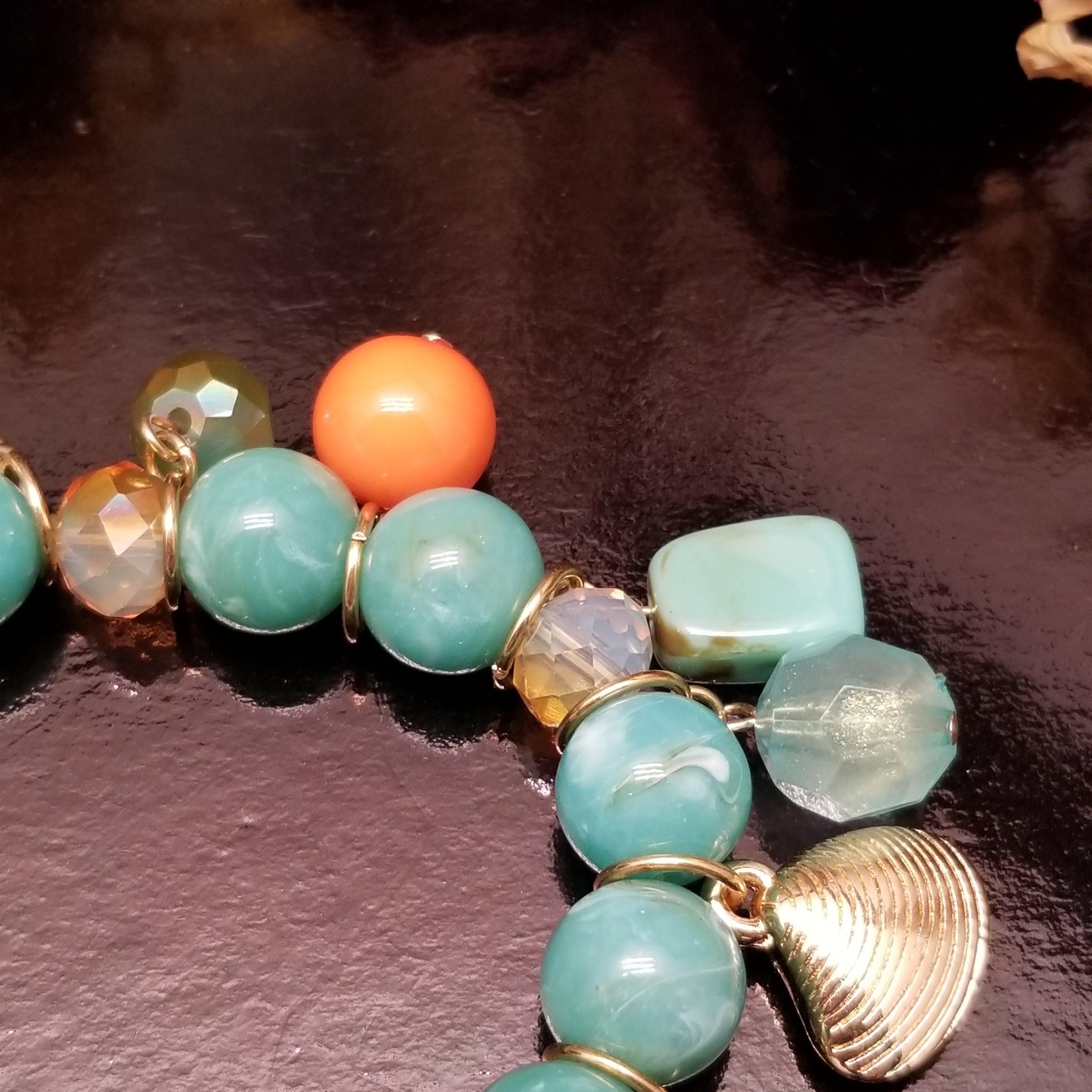 Seafoam Bead Charm Bracelet
