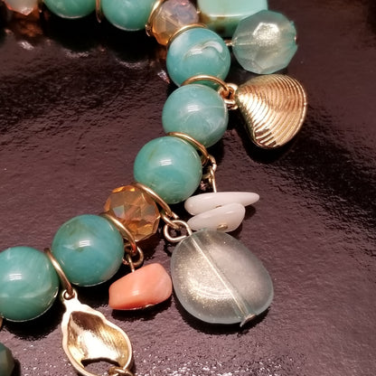 Seafoam Bead Charm Bracelet