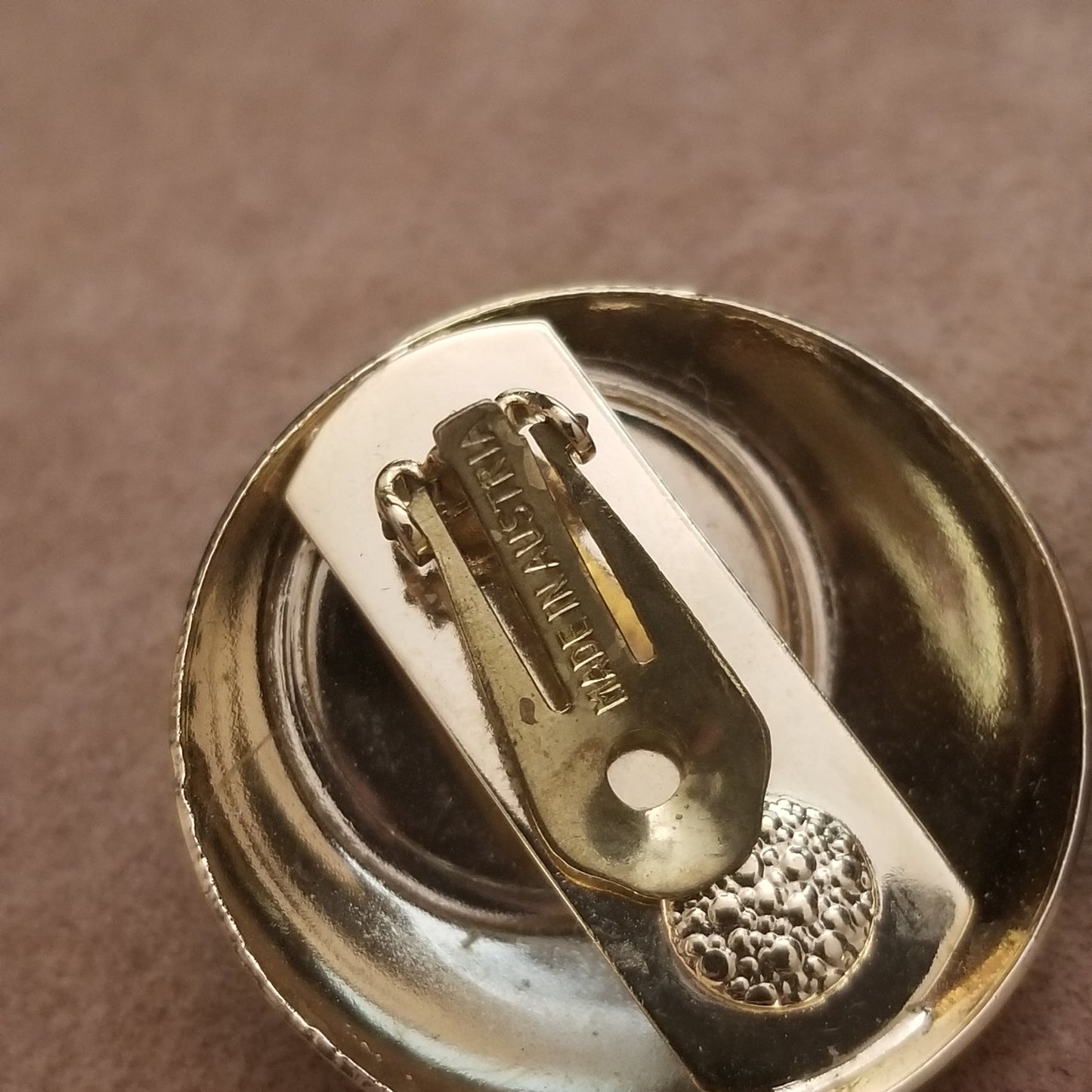 Vintage Gold & Black Clip On Button Earrings