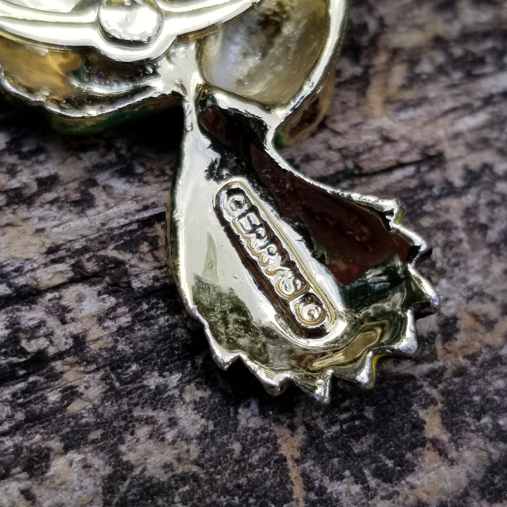 Vintage Green Bird Brooch