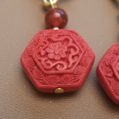 Cinnabar Style Gold Tone Earrings