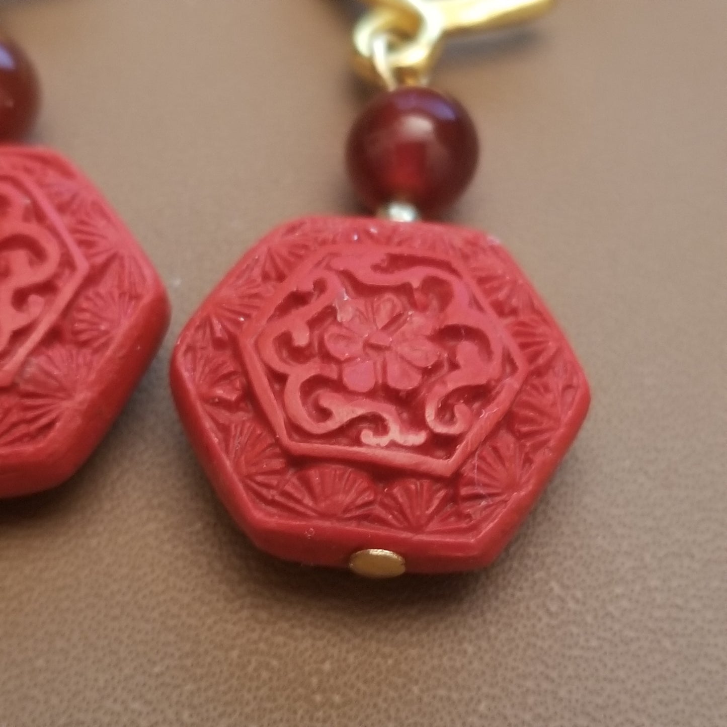Cinnabar Style Gold Tone Earrings