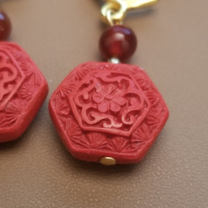 Cinnabar Style Gold Tone Earrings