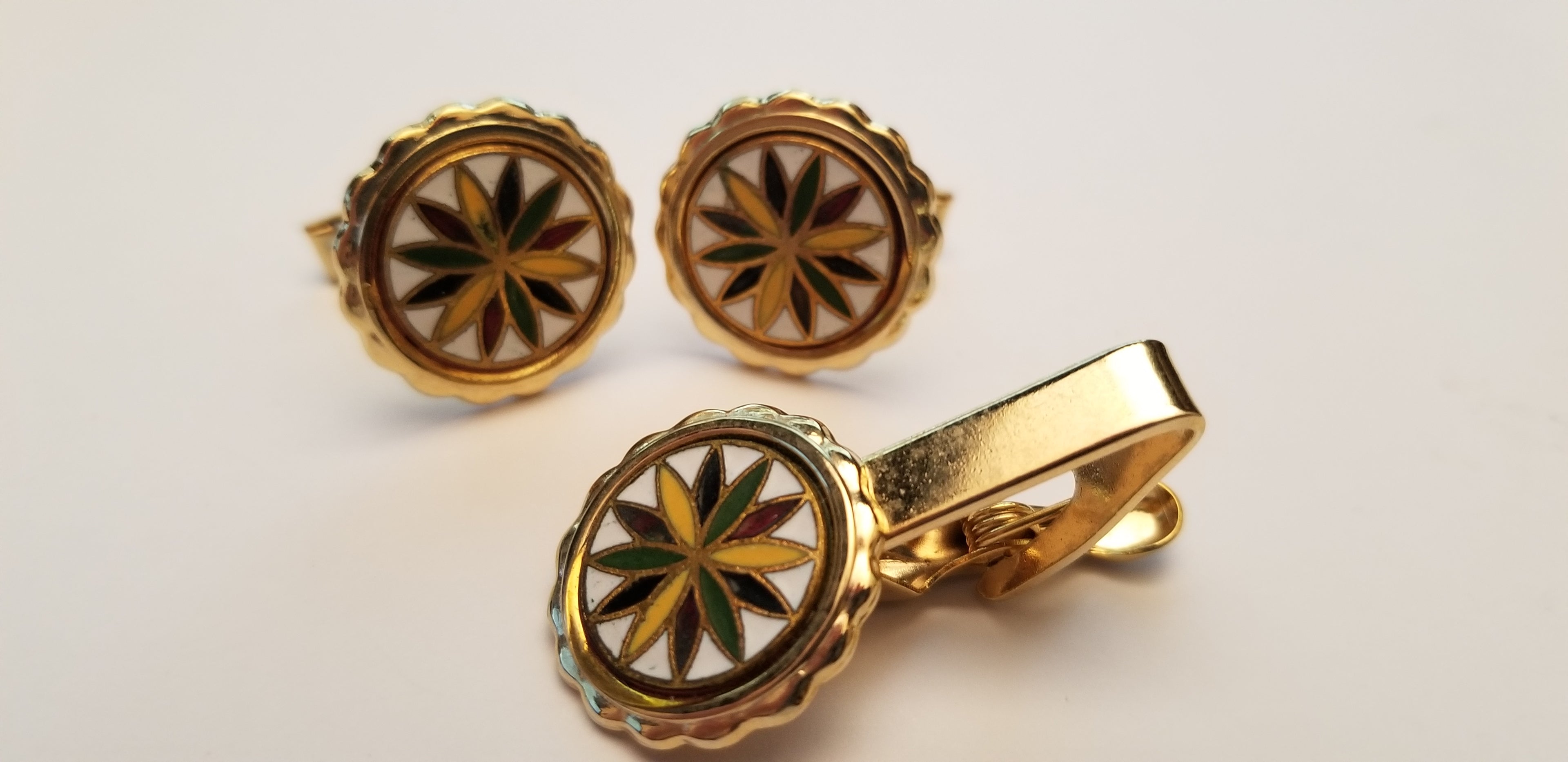 Gold Tone Enamel Cufflinks
