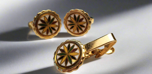 Gold Tone Enamel Cufflinks