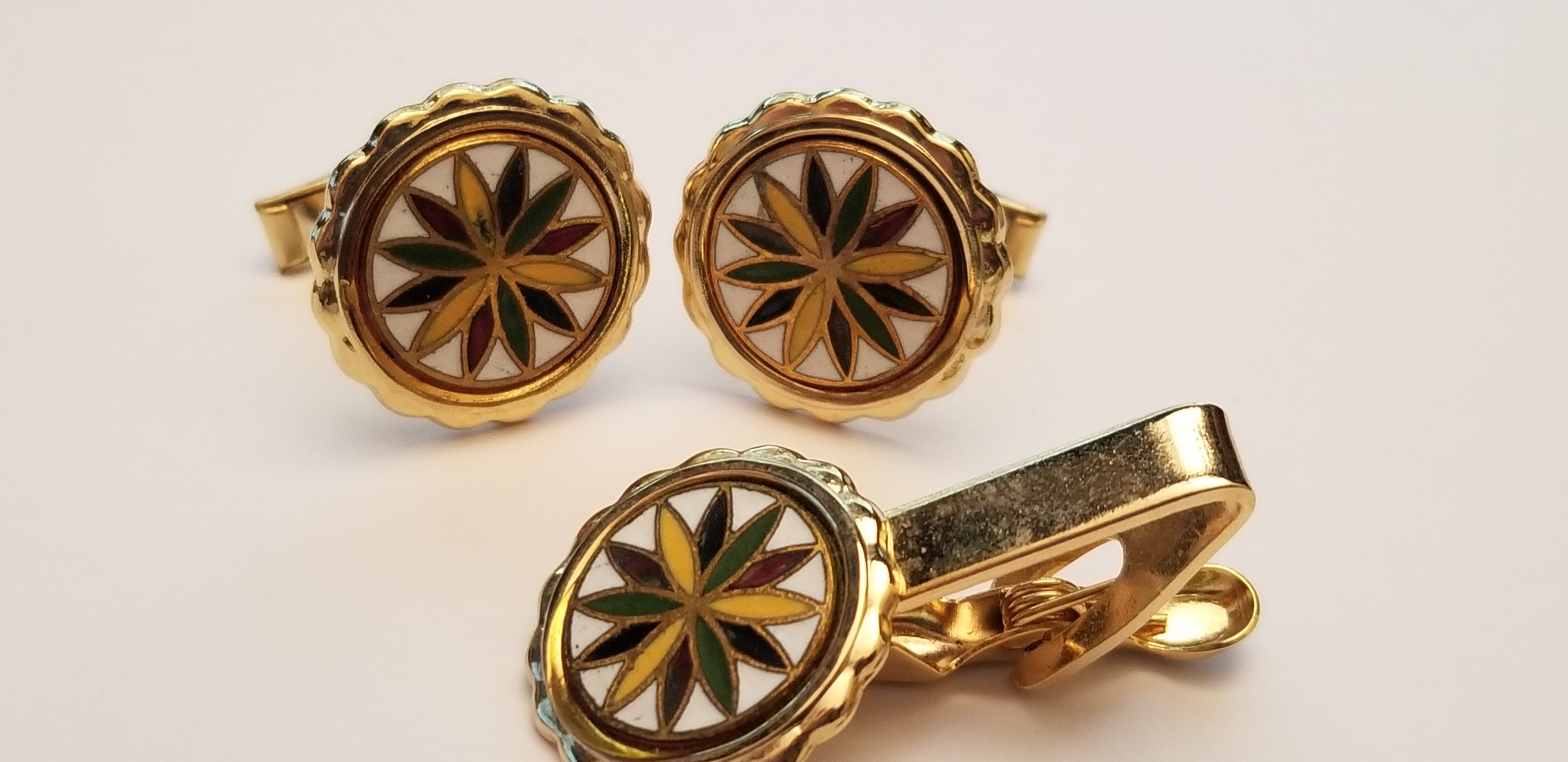 Gold Tone Enamel Cufflinks