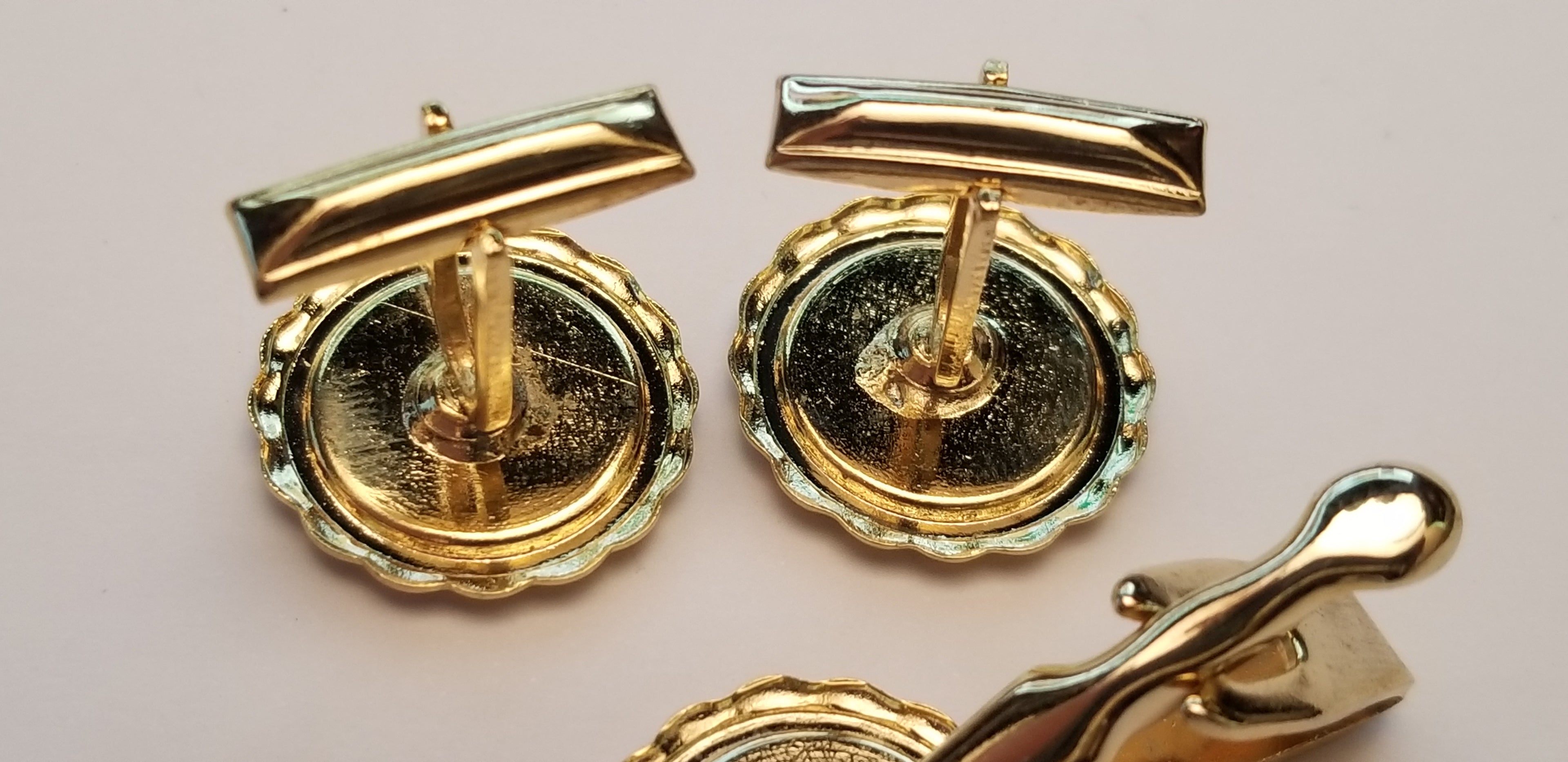 Gold Tone Enamel Cufflinks
