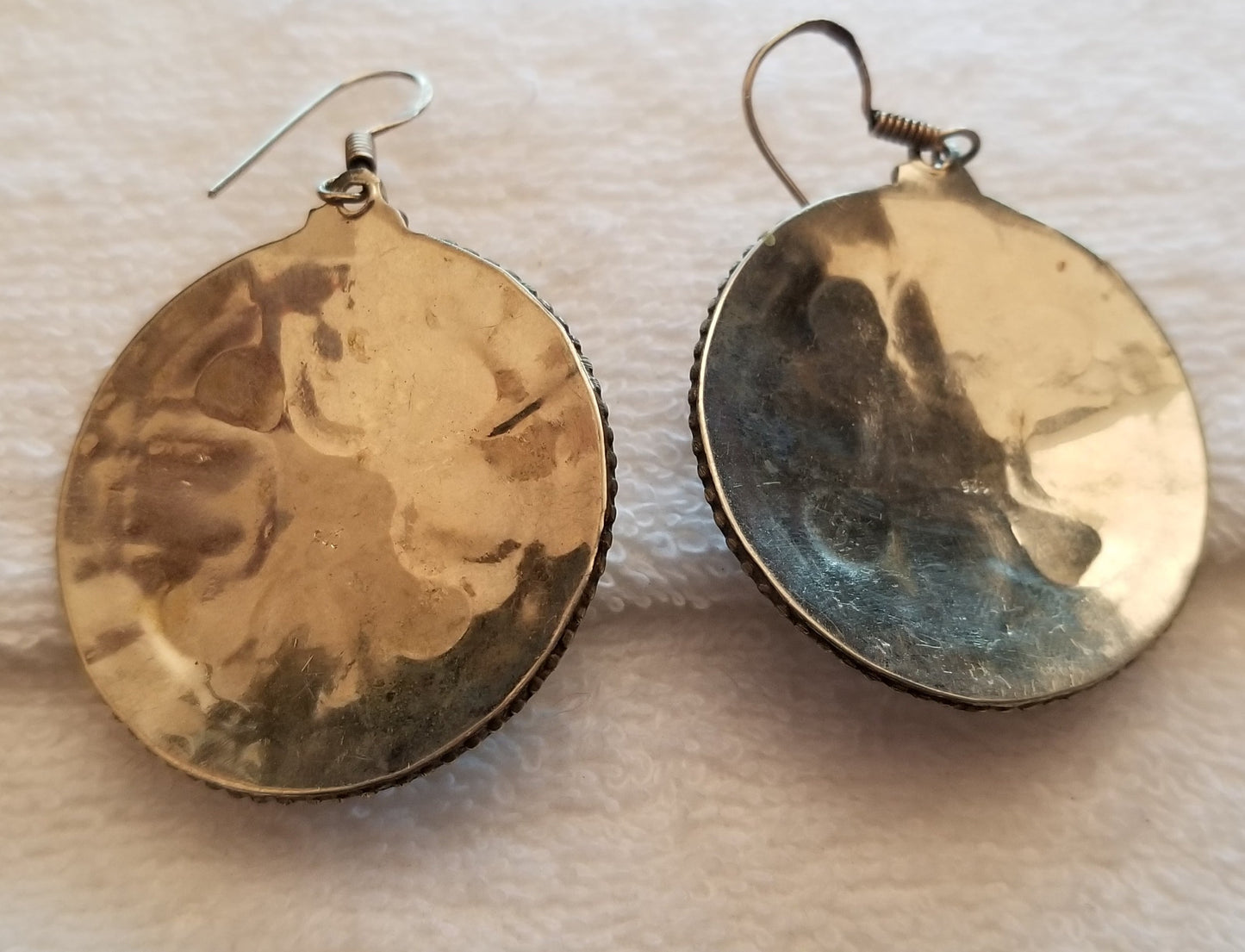 Vintage Round Southwestern Style Silver Tone Earrings