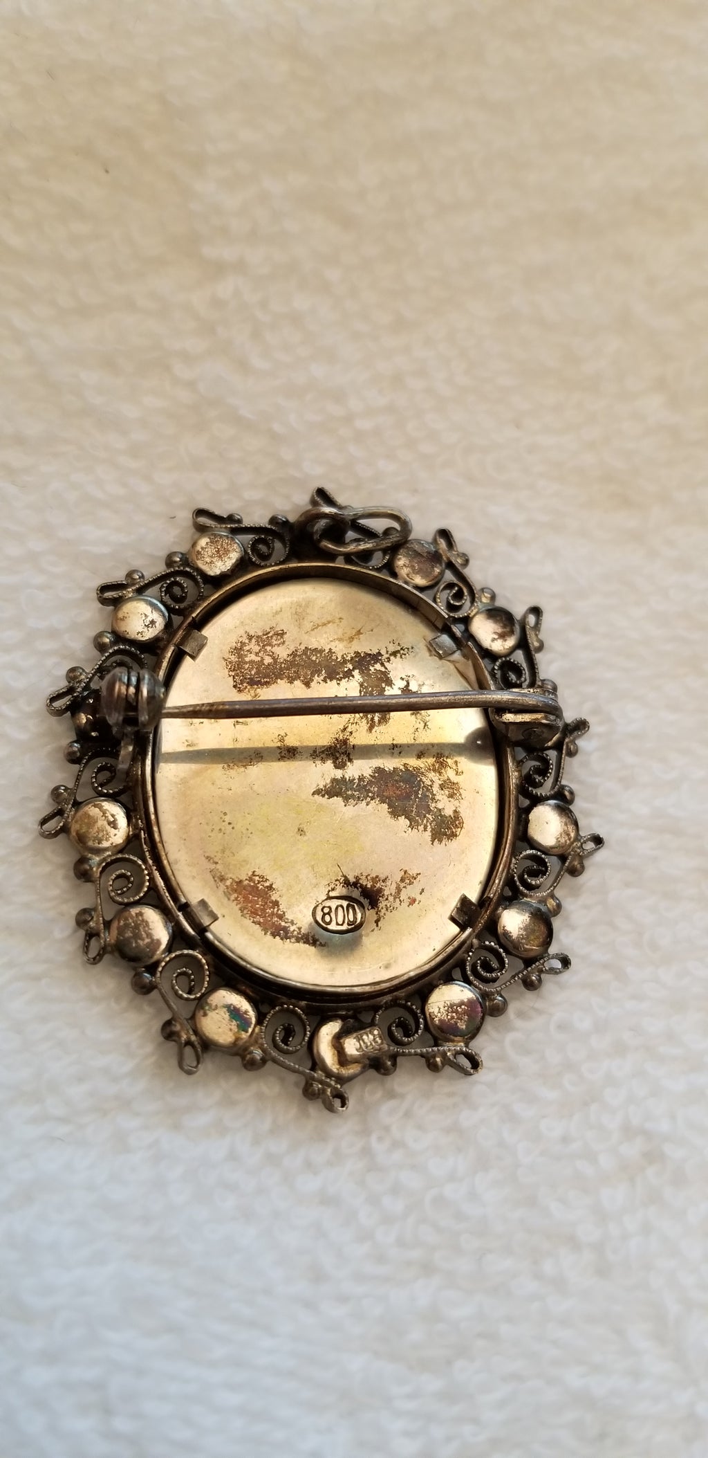 Vintage 800 Virgin Mary Mother of God Brooch