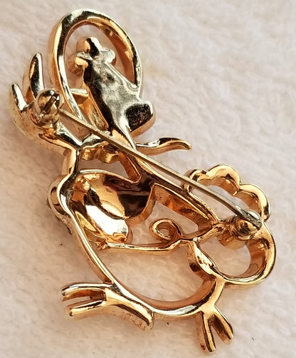 Vintage Trifari Mother Goose & Rhinestone Egg Brooch