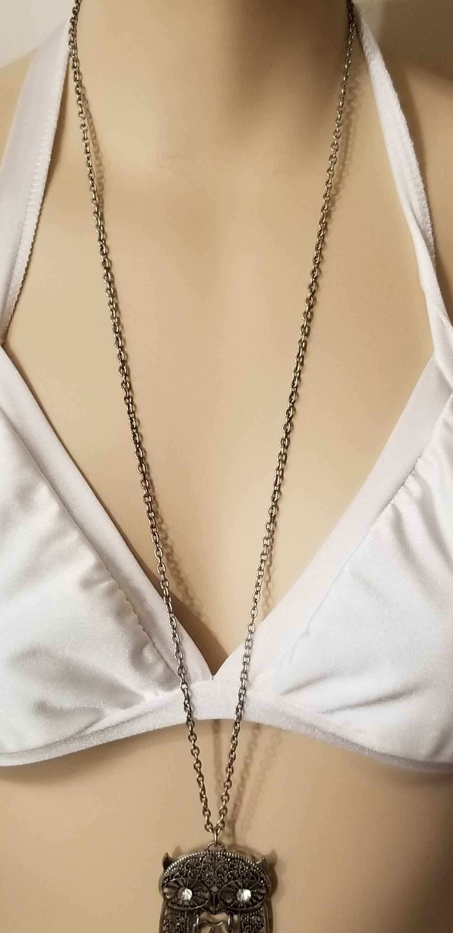 Silver Tone Owl Necklace