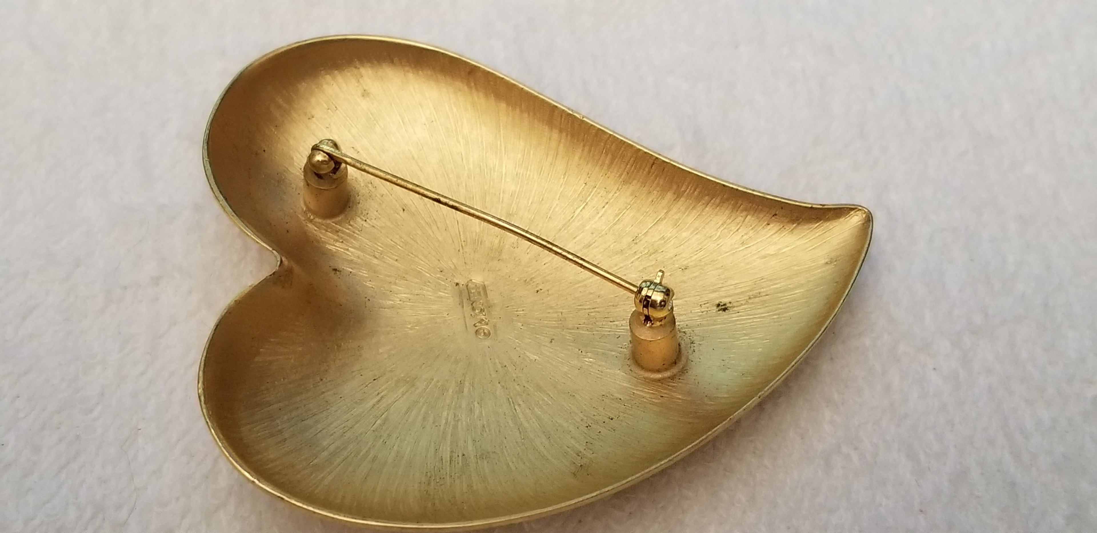 Monet Gold Tone Heart Brooch