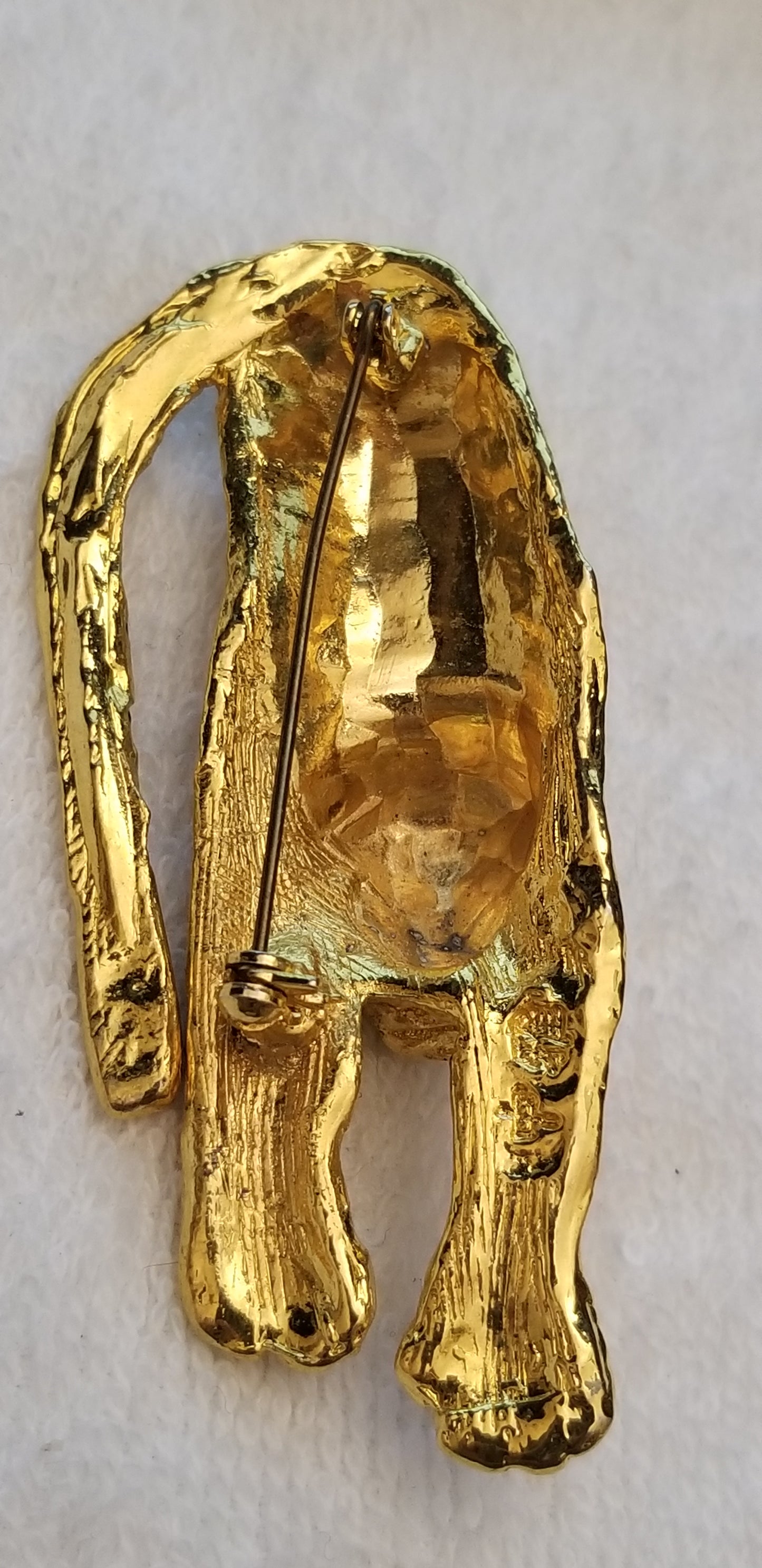 Gold Tone Red Eyed Tiger Brooch