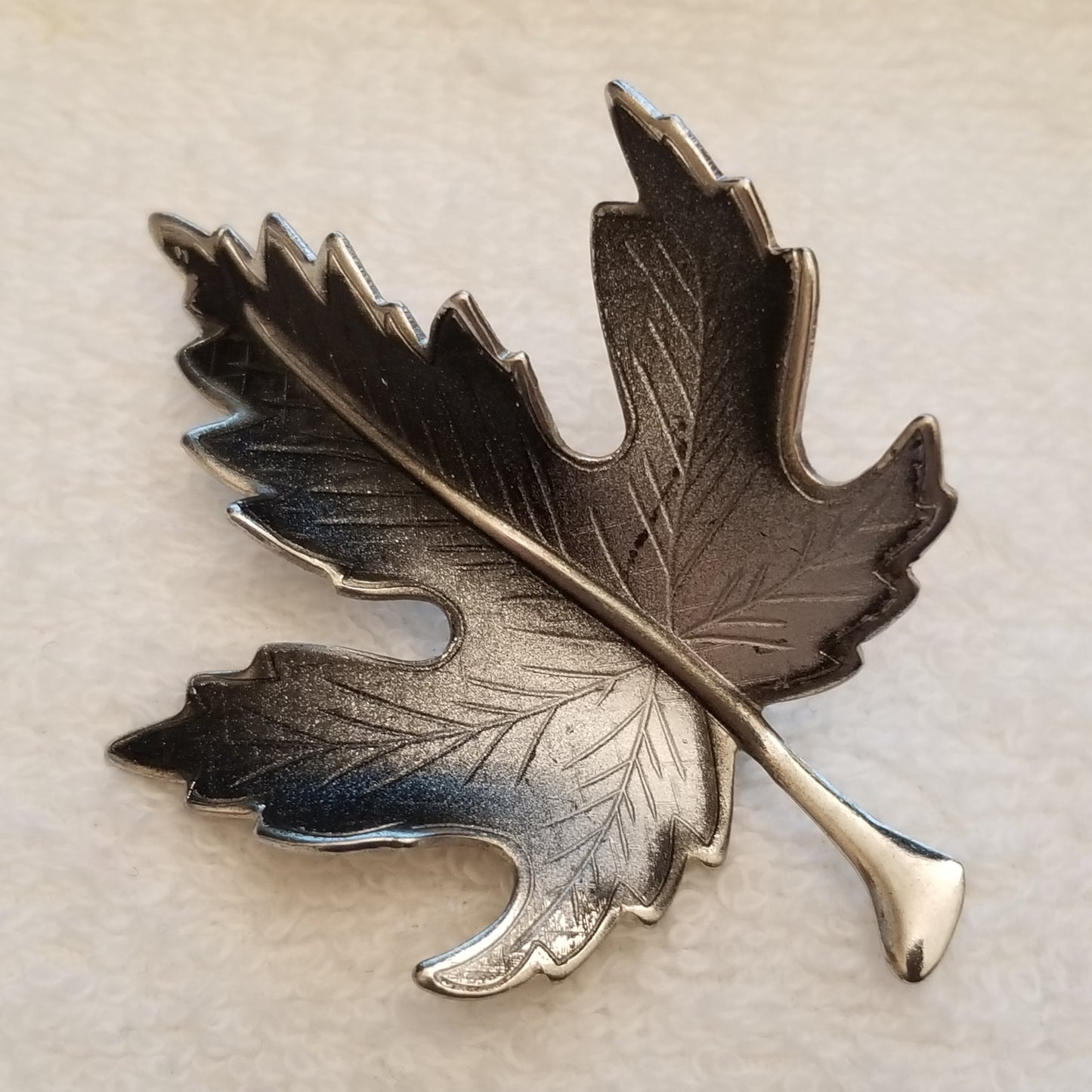 Black & Grey Hombre Maple Fall Leaf Brooch