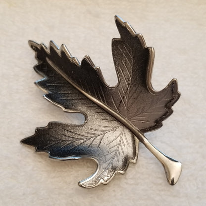 Black & Grey Hombre Maple Fall Leaf Brooch